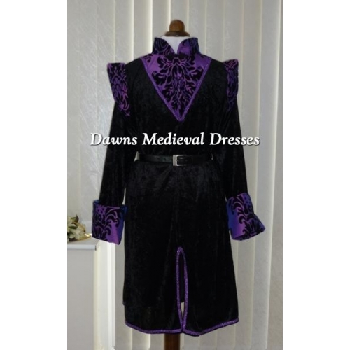 Mens Medieval Gothic Tunic Black and Purple